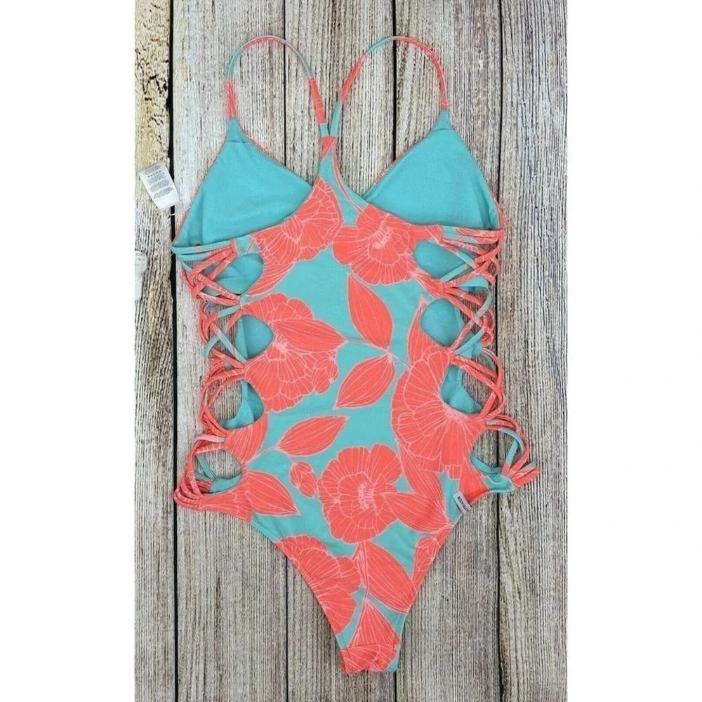 Body Glove Smoothies Crissy Swimsuit Size Large One Piece‎ Tikahau Cut Out Sides